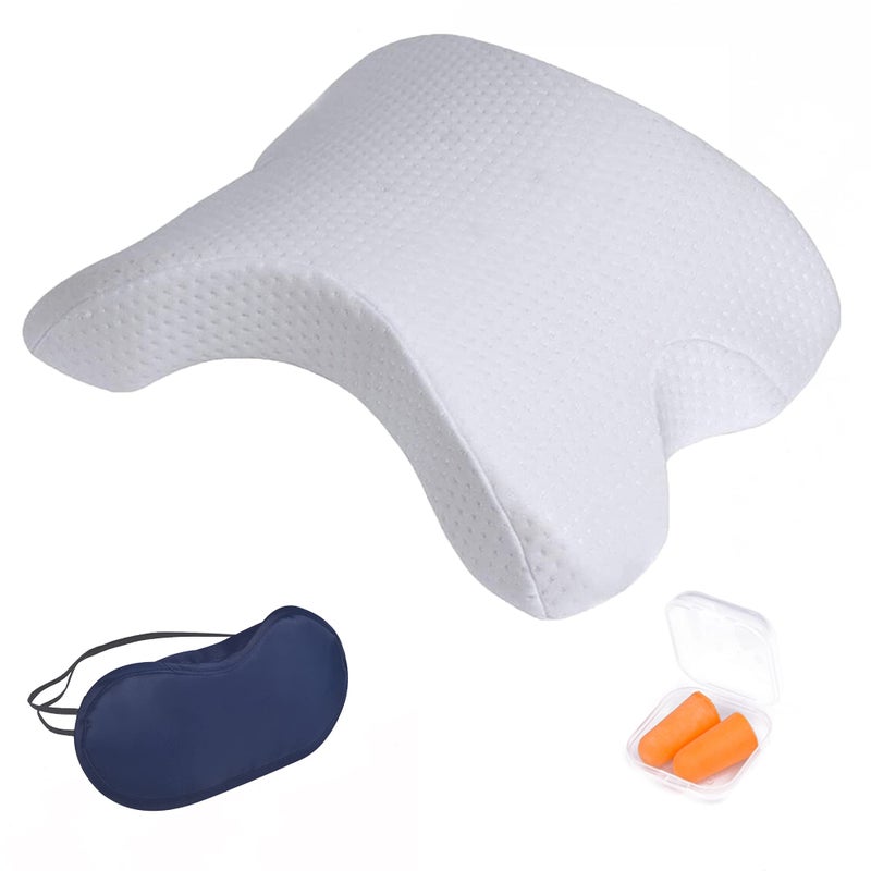 ALEVMOOM Sleeping Cuddle Pillow for Couple, Memory Foam Arched U-Shaped Arm Hole Pillow, Providing Comfort and Support in Travel Rest Office and Bed - Image 1